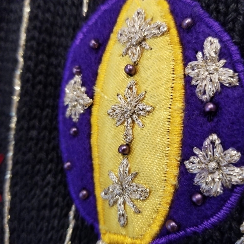 {S} Christmas Ornaments Sweater Vest Beaded Embroidered Holiday Season - Picture 6 of 13